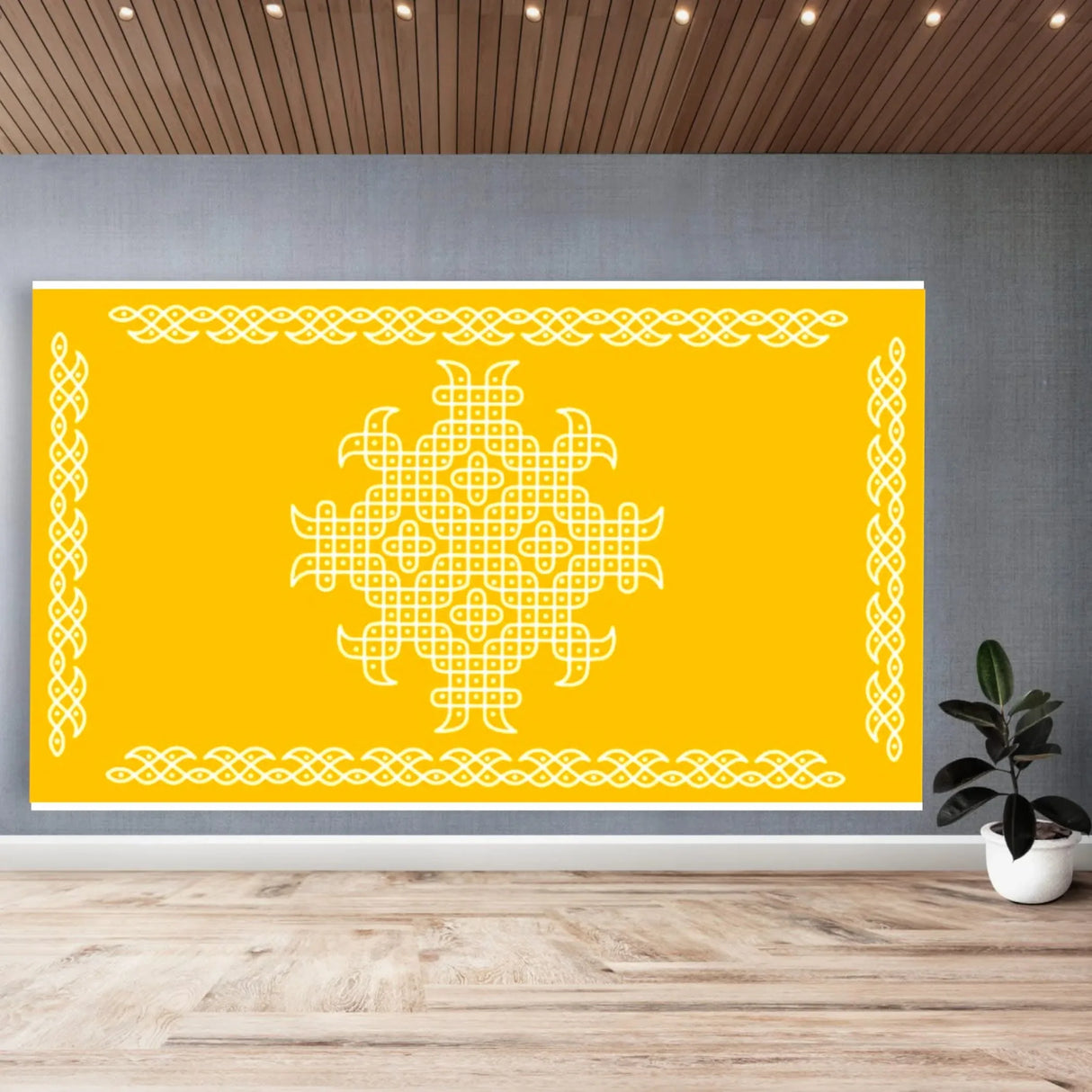 Indian Traditional Kolam Rangoli Cloth Backdrop Photo Decor Banner Pooja Room Decor Dot Kolam Backdrop for Diwali Ganesha Puja Wedding Housewarming Gift - LoveNspire