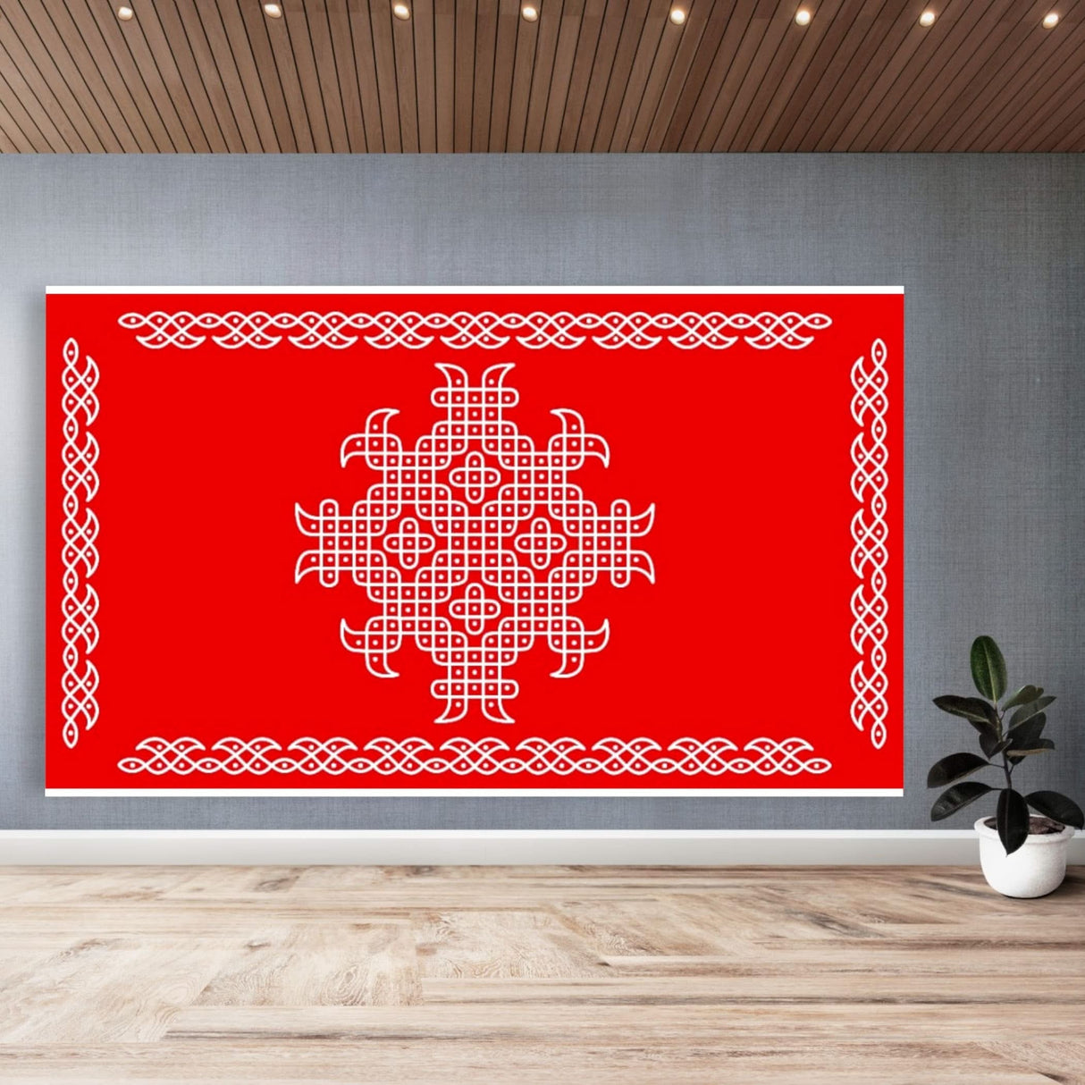 Indian Traditional Kolam Rangoli Cloth Backdrop Photo Decor Banner Pooja Room Decor Dot Kolam Backdrop for Diwali Ganesha Puja Wedding Housewarming Gift - LoveNspire