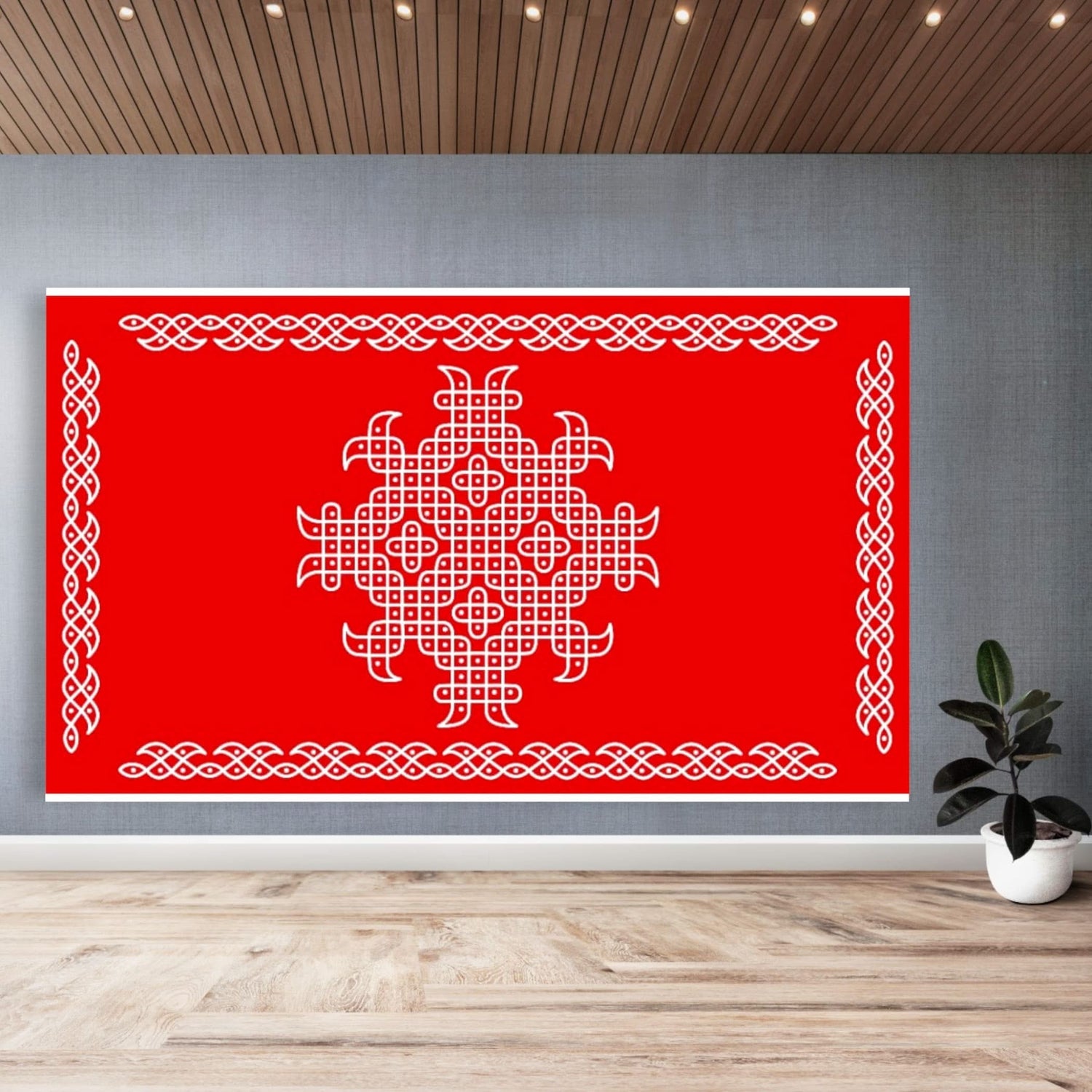Indian Traditional Kolam Rangoli Cloth Backdrop Photo Decor Banner Pooja Room Decor Dot Kolam Backdrop for Diwali Ganesha Puja Wedding Housewarming Gift - LoveNspire