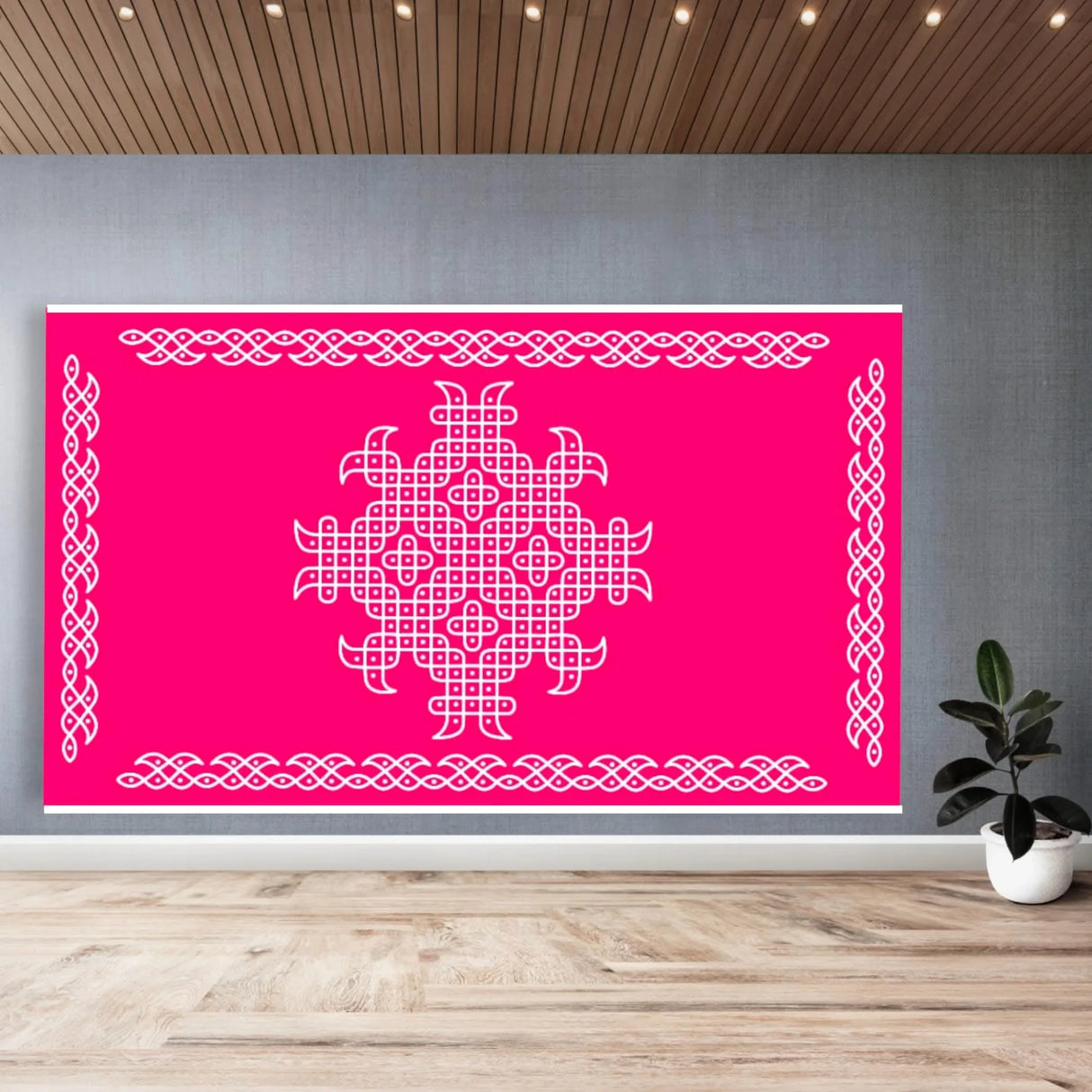 Indian Traditional Kolam Rangoli Cloth Backdrop Photo Decor Banner Pooja Room Decor Dot Kolam Backdrop for Diwali Ganesha Puja Wedding Housewarming Gift - LoveNspire