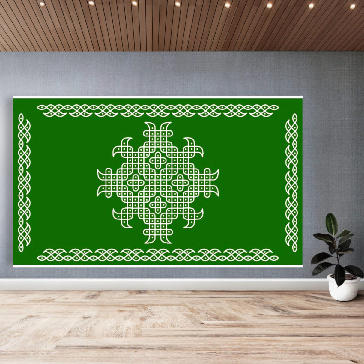 Indian Traditional Kolam Rangoli Cloth Backdrop Photo Decor Banner Pooja Room Decor Dot Kolam Backdrop for Diwali Ganesha Puja Wedding Housewarming Gift - LoveNspire