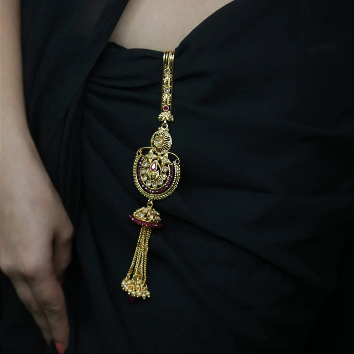 Indian Waist Key Chain Classic Gold Plating Indian Kamarbandh Ethnic Kundan Belly Chain Bridal Jewelry Gift - LoveNspire