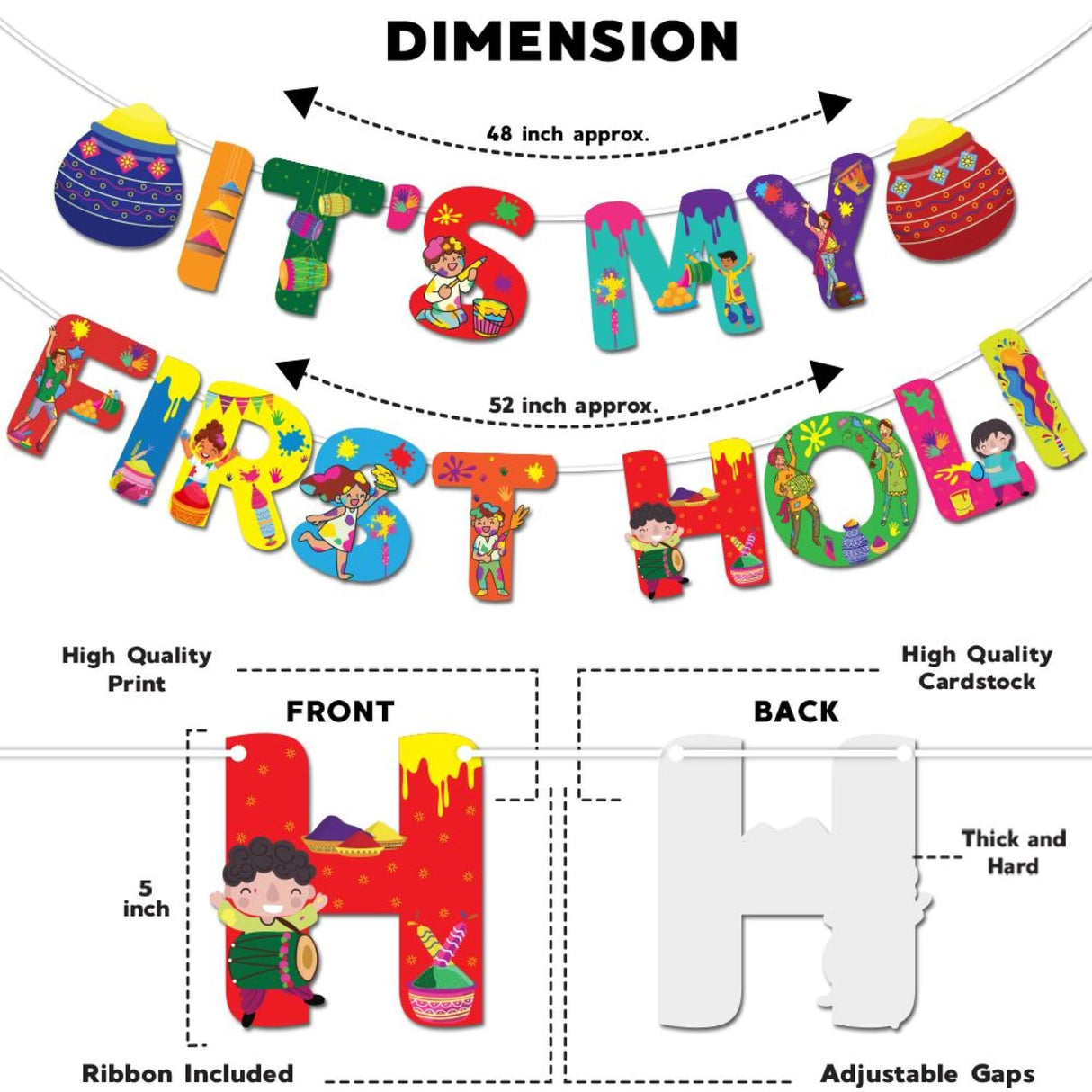 It’s my First Holi Banners Indian Festival Colorful Bunting Diy Festival of Colors Hindu Holi Decorations Home Indoor Outdoor Decoration Bollywood Party Supplies Home Decor Holi Ideas - LoveNspire