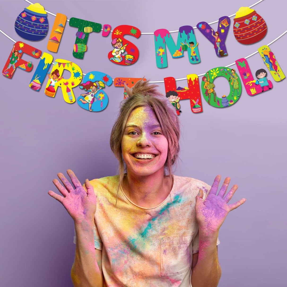 It’s my First Holi Banners Indian Festival Colorful Bunting Diy Festival of Colors Hindu Holi Decorations Home Indoor Outdoor Decoration Bollywood Party Supplies Home Decor Holi Ideas - LoveNspire