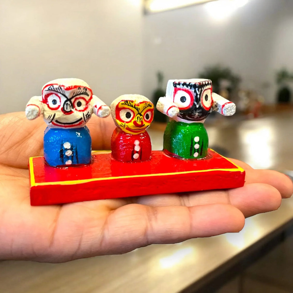 Lord Jagannath Balabhadra Subhadra Idol for Home Decor Car Dashboard Mandir Puja Office Table Showpiece - Gifting Item Navratri Golu Dolls - LoveNspire