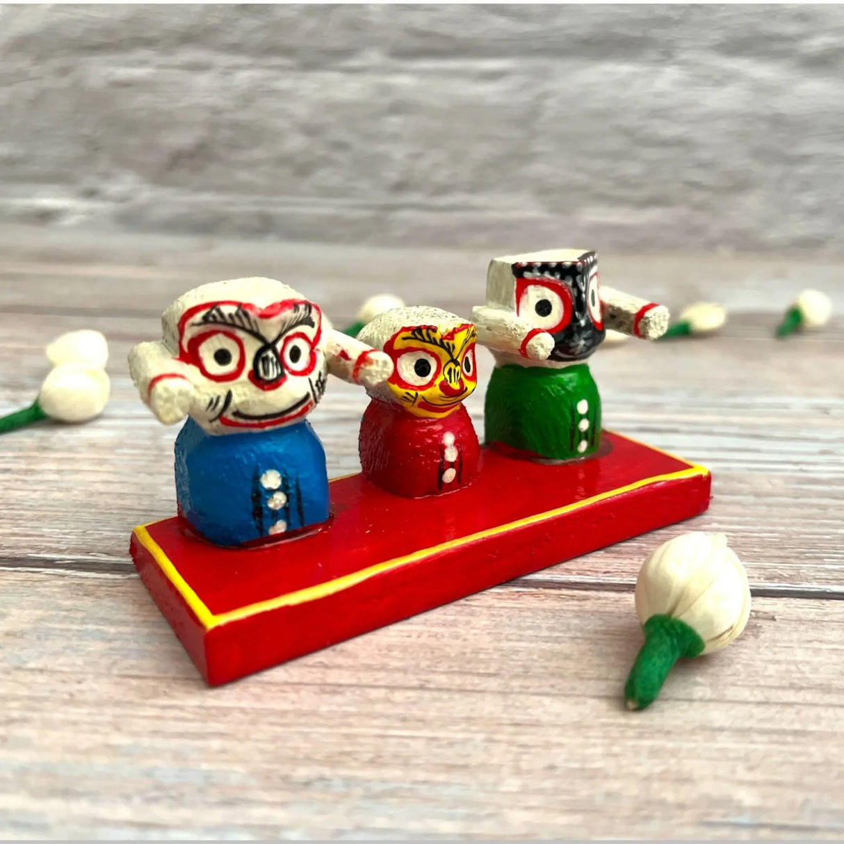 Lord Jagannath Balabhadra Subhadra Idol for Home Decor Car Dashboard Mandir Puja Office Table Showpiece - Gifting Item Navratri Golu Dolls - LoveNspire