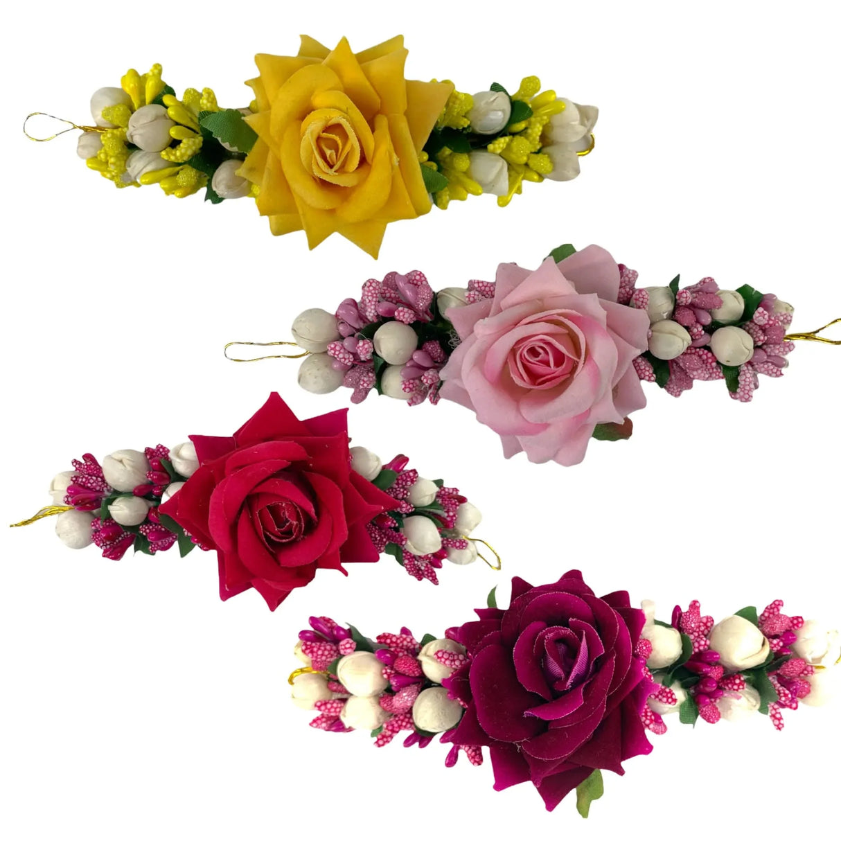 Jasmine Gajra Traditional Indian Hair Accessory Artificial Flower Jewelry Handmade Veni Tiara for Women Party Wear Bridal Mehndi Hair Bun Classical Dance Jewelry - LoveNspire