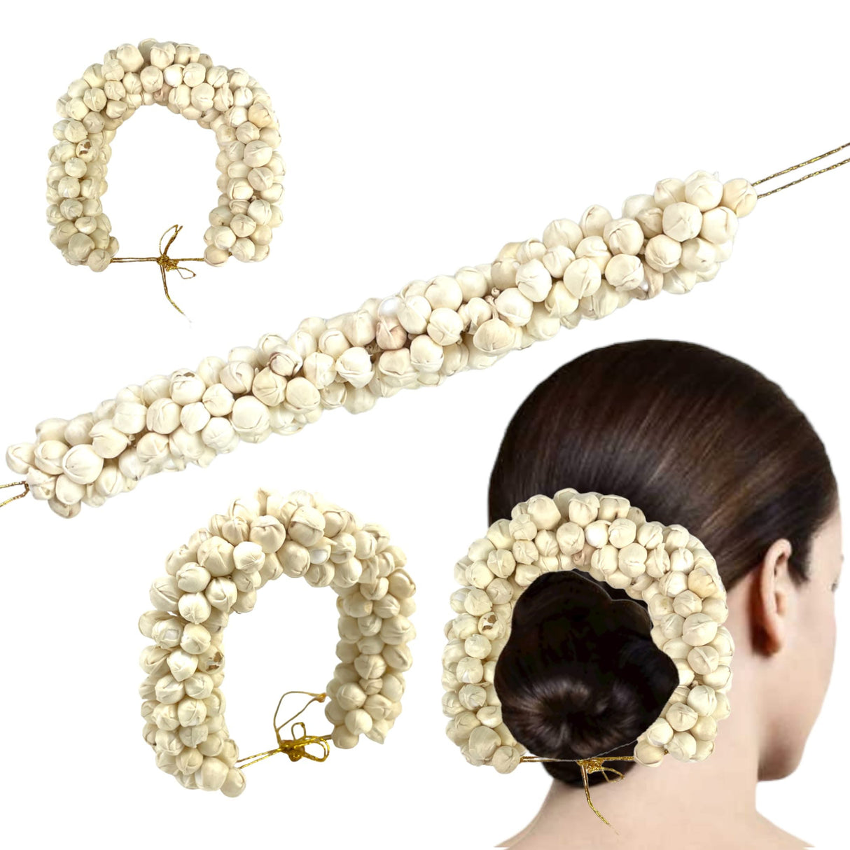 Jasmine Gajra Traditional Indian Hair Accessory Artificial Flower Jewelry Handmade Veni Tiara for Women Party Wear Bridal Mehndi Hair Bun Classical Dance Jewelry - LoveNspire