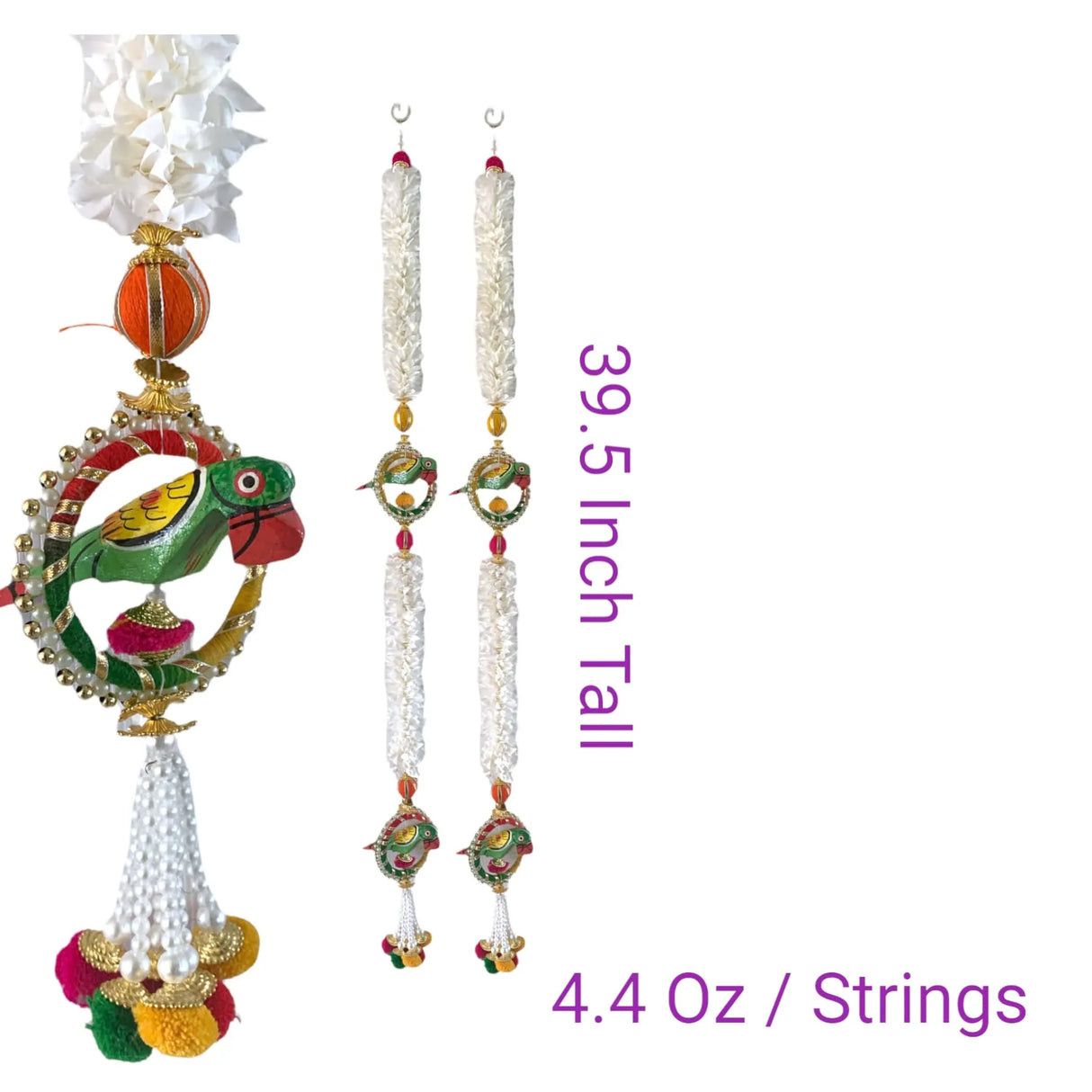 Jasmines Parrot Strings Artificial Floral Decor Indian Wedding Decor Garland for Decoration Strings with Pompom Diwali Pooja Backdrop Day of the Dead - LoveNspire