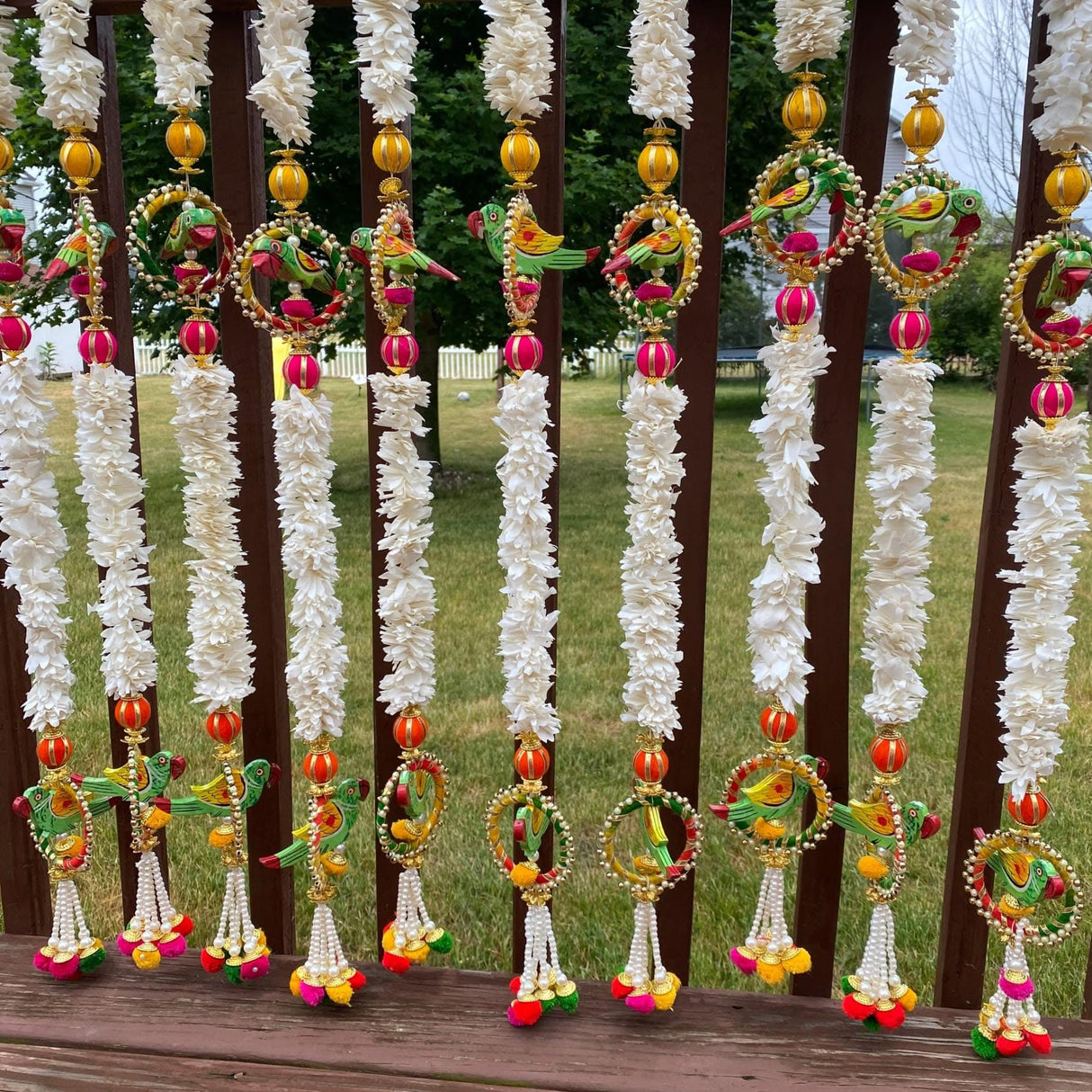 Jasmines Parrot Strings Artificial Floral Decor Indian Wedding Decor Garland for Decoration Strings with Pompom Diwali Pooja Backdrop Day of the Dead - LoveNspire