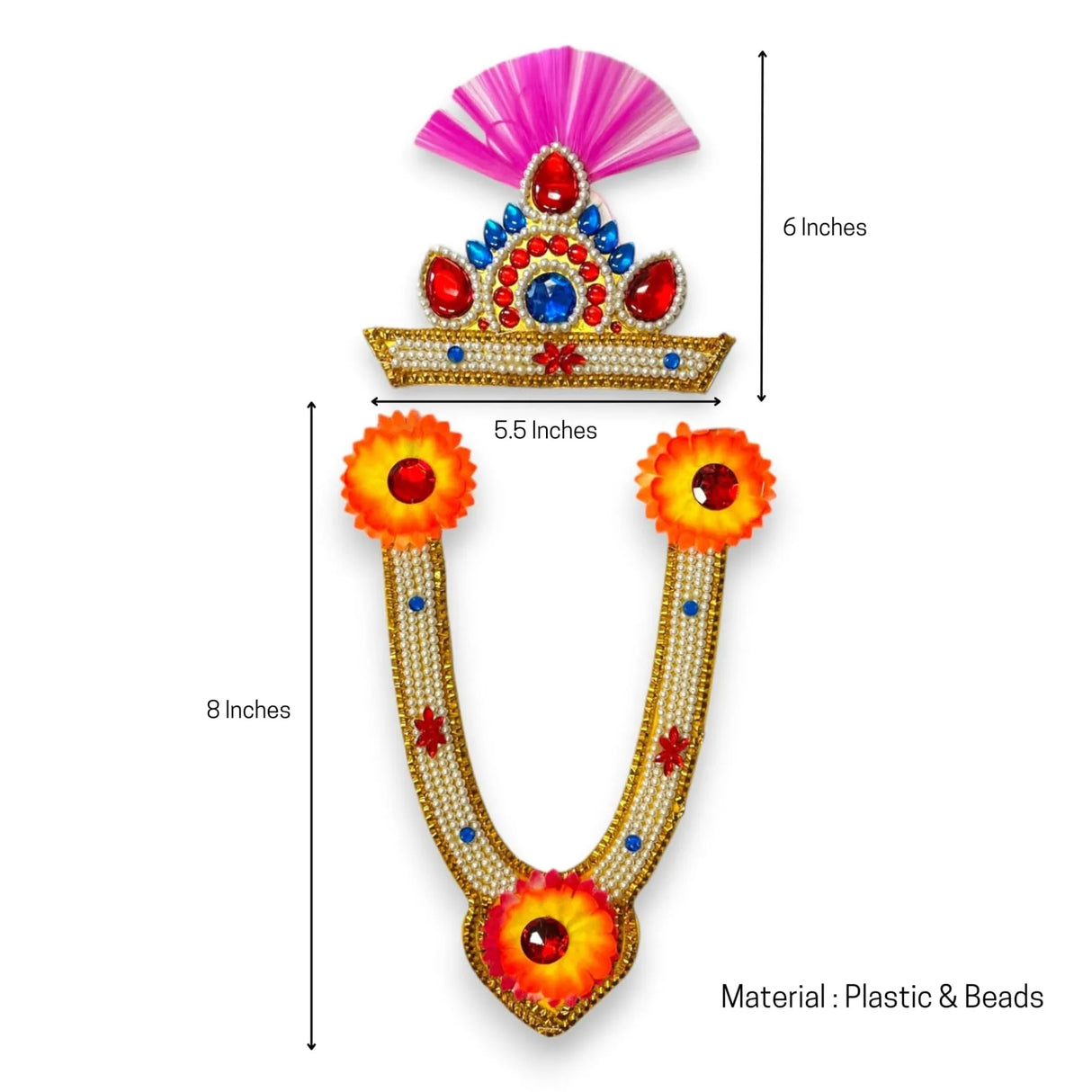 Jewelry Set for Janmashtami Ganesh Chaturthi Celebration Ganesha/krishna Leela Accessories Makhan Chor Kanha Jewelry Set - Mukut Necklace - LoveNspire