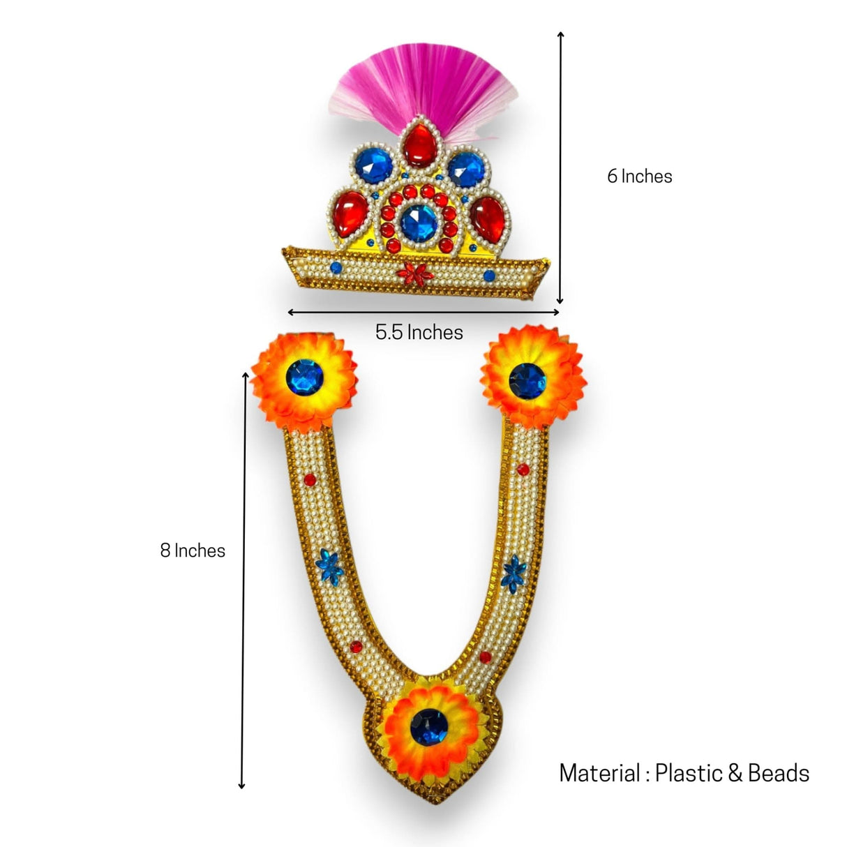 Jewelry Set for Janmashtami Ganesh Chaturthi Celebration Ganesha/krishna Leela Accessories Mukut Necklace - Makhan Chor Kanha Jewelry Set - LoveNspire