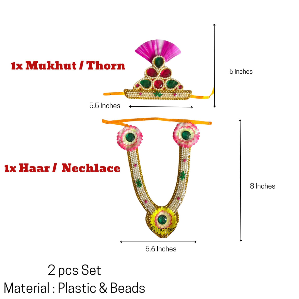 Jewelry Set for Janmashtami Ganesh Chaturthi Celebration Makhan Chor Kanha Jewelry Set Ganesha/krishna Leela Accessories - Mukut Necklace - LoveNspire