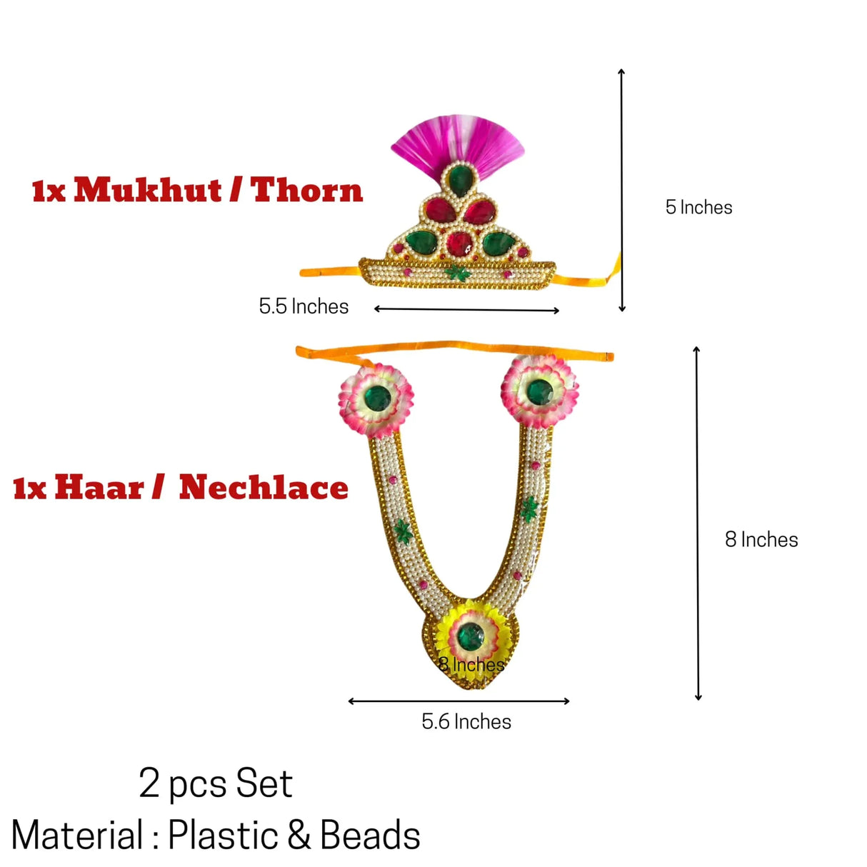 Jewelry Set for Janmashtami Ganesh Chaturthi Celebration Makhan Chor Kanha Jewelry Set Ganesha/krishna Leela Accessories - Mukut Necklace - LoveNspire