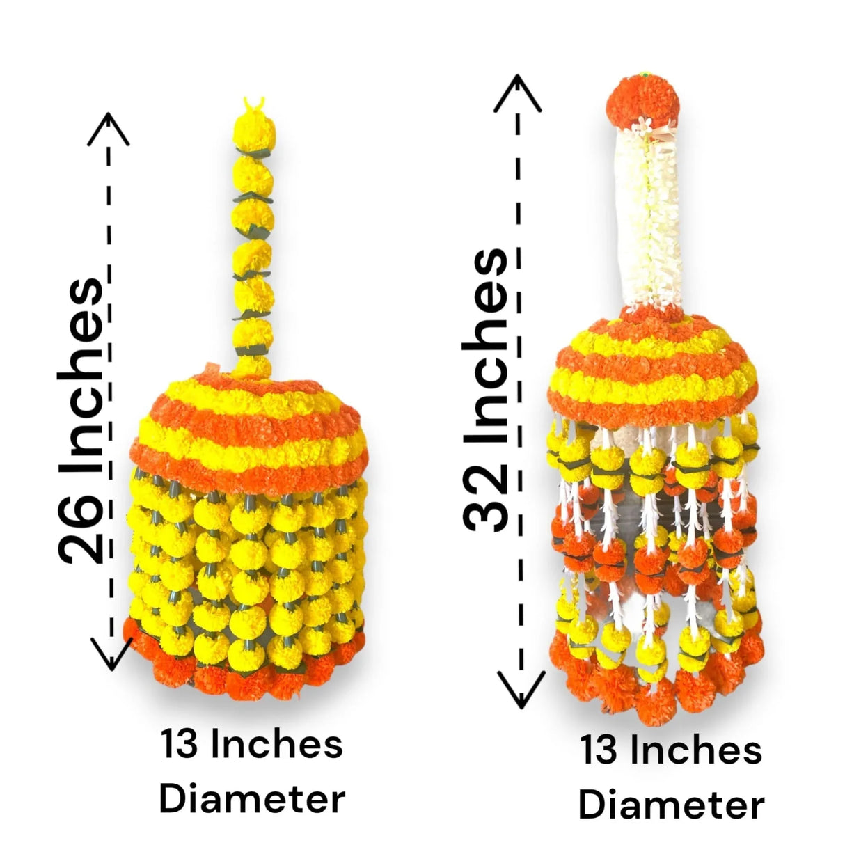 Jumbo Artificial Marigold Flowers Jumbo Jhoomar Indian Themed Party Decorations Wedding Diwali Navratri Puja Decor Day of the Dead Dia De Los Muertos Ofrenda Mexican Fiesta Halloween - LoveNspire