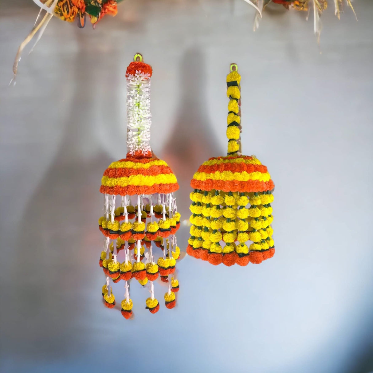 Jumbo Artificial Marigold Flowers Jumbo Jhoomar Indian Themed Party Decorations Wedding Diwali Navratri Puja Decor Day of the Dead Dia De Los Muertos Ofrenda Mexican Fiesta Halloween - LoveNspire