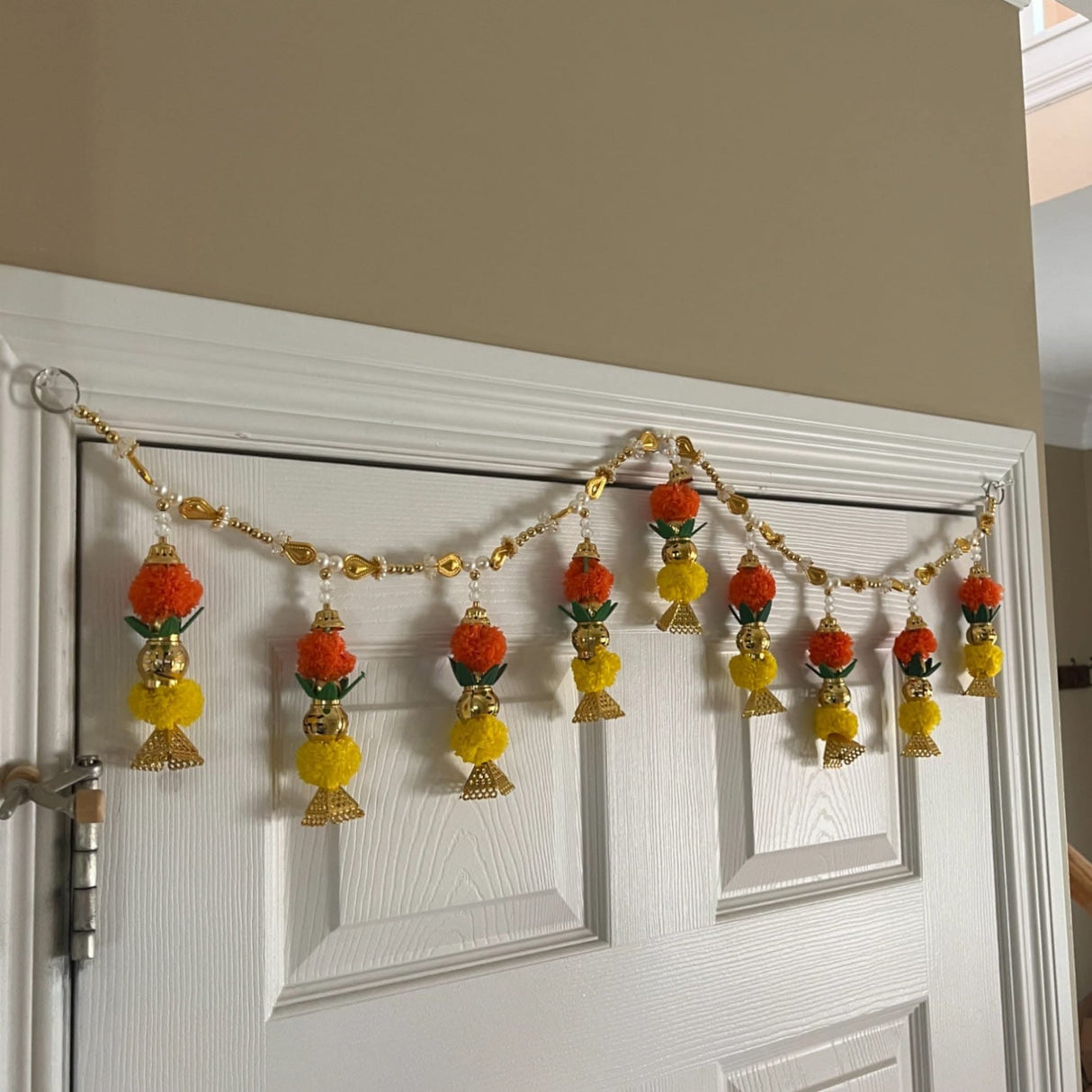 Door Toran Hanging Bandarwal for Home Pooja Decor Kalash Beads Pompom Design Indian Vintage Traditional Main Door - Diwali Decoration Wedding Favor Housewarming Return Gift (36x5 Inches) - LoveNspire