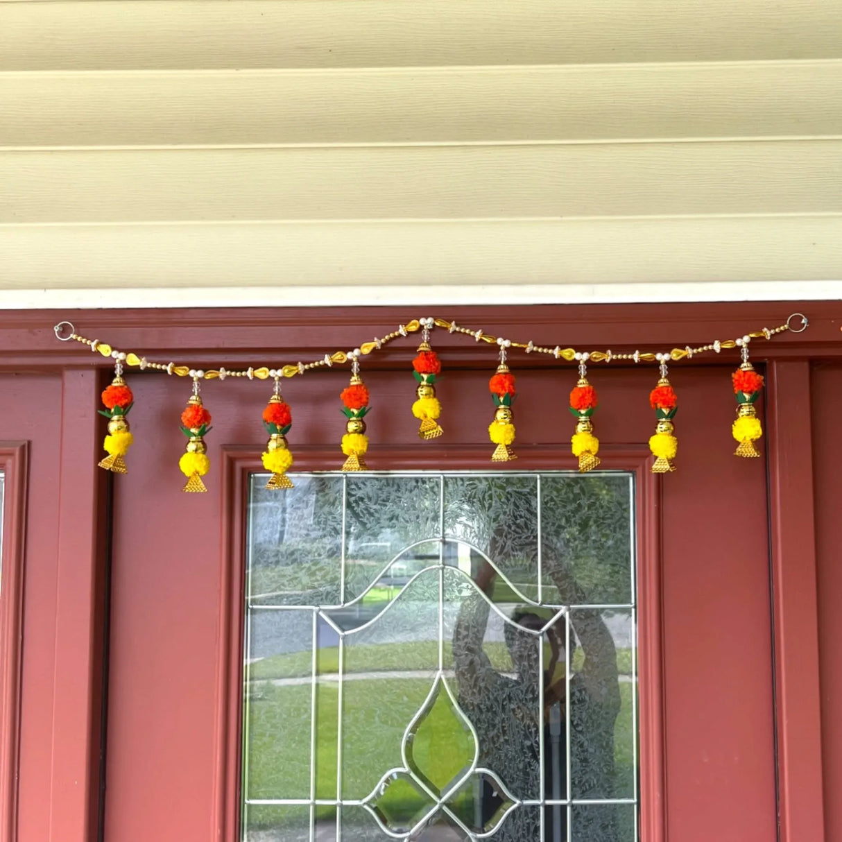 Door Toran Hanging Bandarwal for Home Pooja Decor Kalash Beads Pompom Design Indian Vintage Traditional Main Door - Diwali Decoration Wedding Favor Housewarming Return Gift (36x5 Inches) - LoveNspire