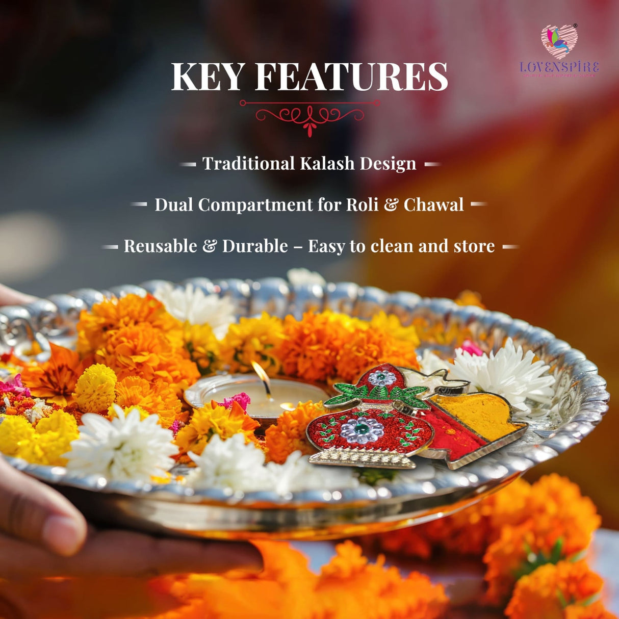 Kalash Haldi Kumkum Holder Decorative Bulk Roli Chawal/rice Holder Indian Festival Favor Diwali Rakhi Pooja Mandir Tika Platter Housewarming Gifts - LoveNspire