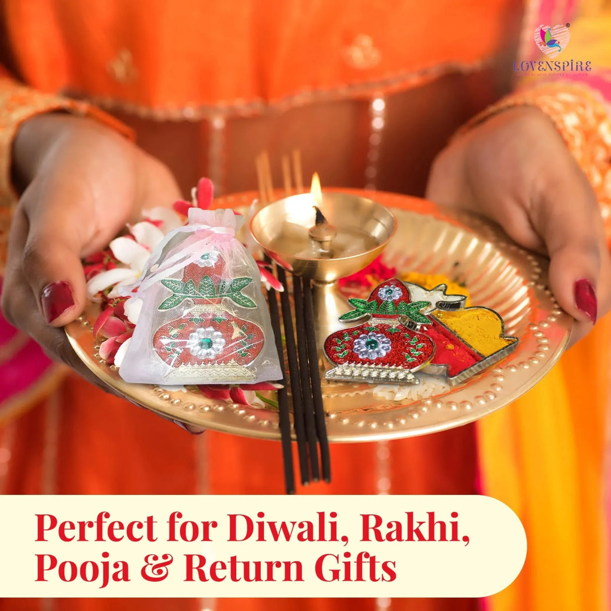 Kalash Haldi Kumkum Holder Decorative Bulk Roli Chawal/rice Holder Indian Festival Favor Diwali Rakhi Pooja Mandir Tika Platter Housewarming Gifts - LoveNspire