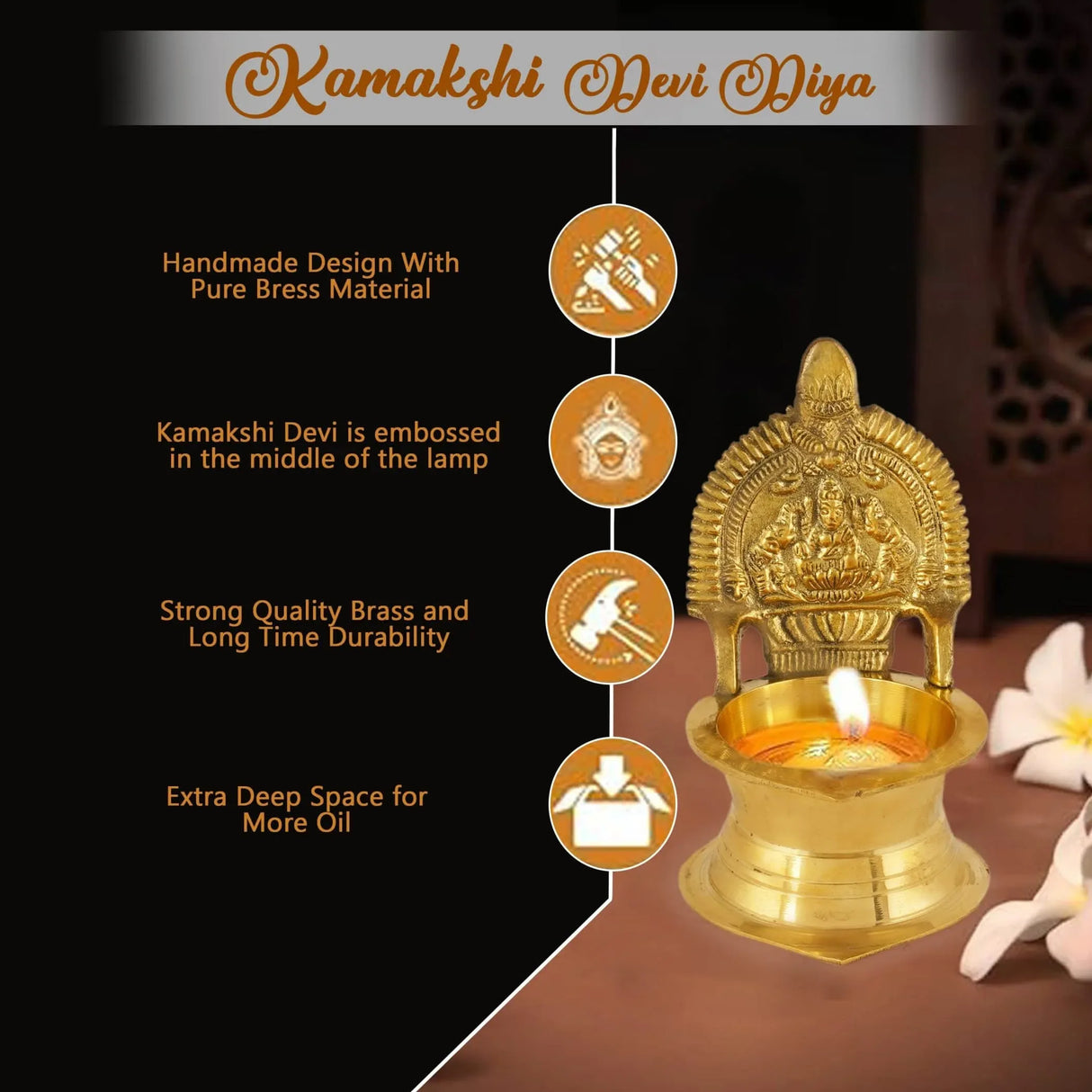 Kamakshi Deepam Brass Diya Kamatchi Vilakku Samai Ashta Lakshmi Oil Lamp Devi Maa Diwali Kamachi Diya Hindu Puja Religious Home Decor Pooja Lamp Indian Housewarming Wedding Return Gift Item - LoveNspire