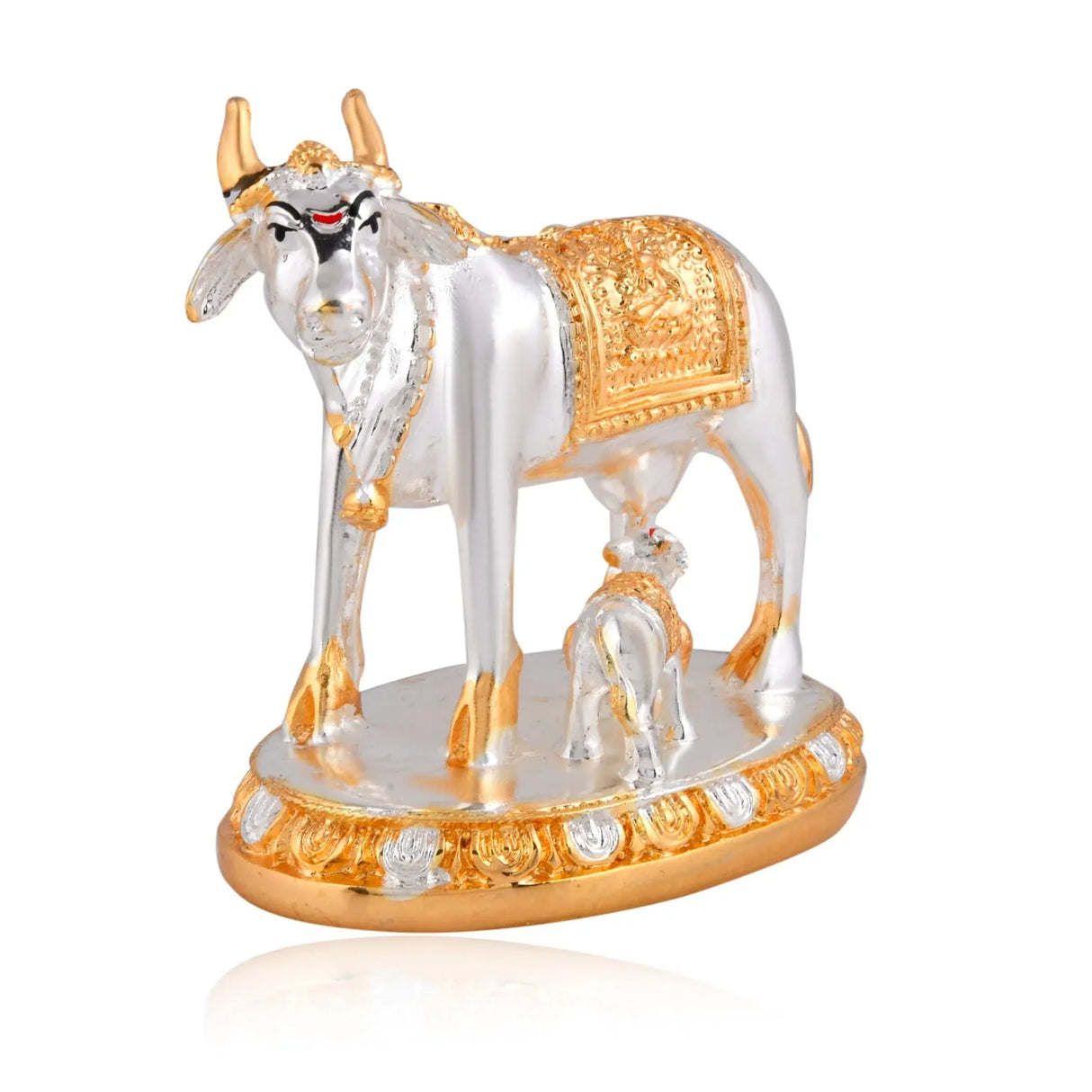 Kamdhenu Cow and Calf Kamadhenu Idol Murti Statue Diwali Gift Decorative Item Figurine Showpiece for Home Office Temple Pooja Decor Good Luck Janmashtami Housewarming Wedding Gift - LoveNspire