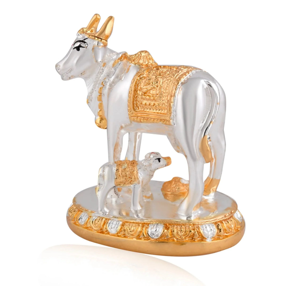 Kamdhenu Cow and Calf Kamadhenu Idol Murti Statue Diwali Gift Decorative Item Figurine Showpiece for Home Office Temple Pooja Decor Good Luck Janmashtami Housewarming Wedding Gift - LoveNspire