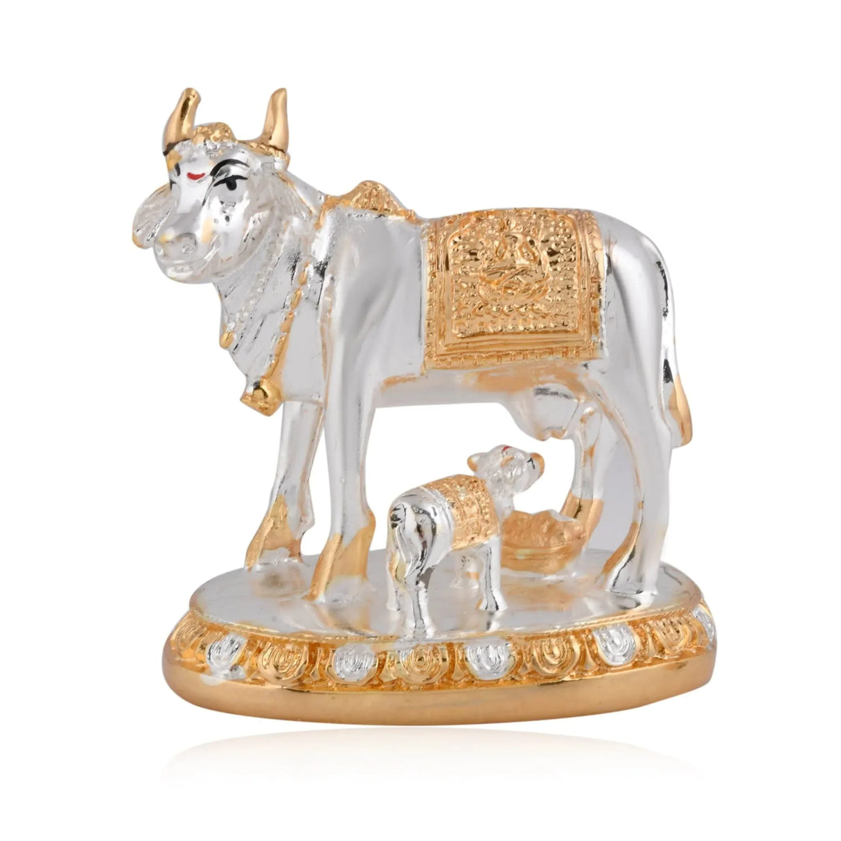 Kamdhenu Cow and Calf Kamadhenu Idol Murti Statue Diwali Gift Decorative Item Figurine Showpiece for Home Office Temple Pooja Decor Good Luck Janmashtami Housewarming Wedding Gift - LoveNspire