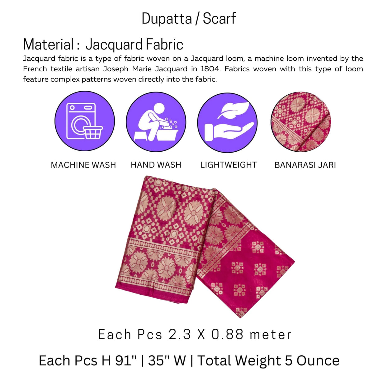 Pink jacquard fabric dupatta from Karva Chauth Gift Hamper for festive occasions