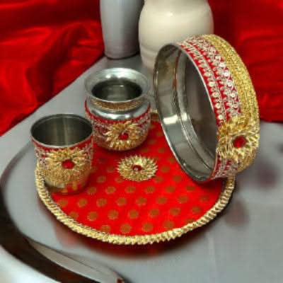 Karvachauth Thali, Karva Chauth Thali, Daughter in Law Gift, Gift for Daughter, Gift for Wife, Karwa Chauth Gift, Karwachoth, Puja Thali Set, Sargi Gift - LoveNspire