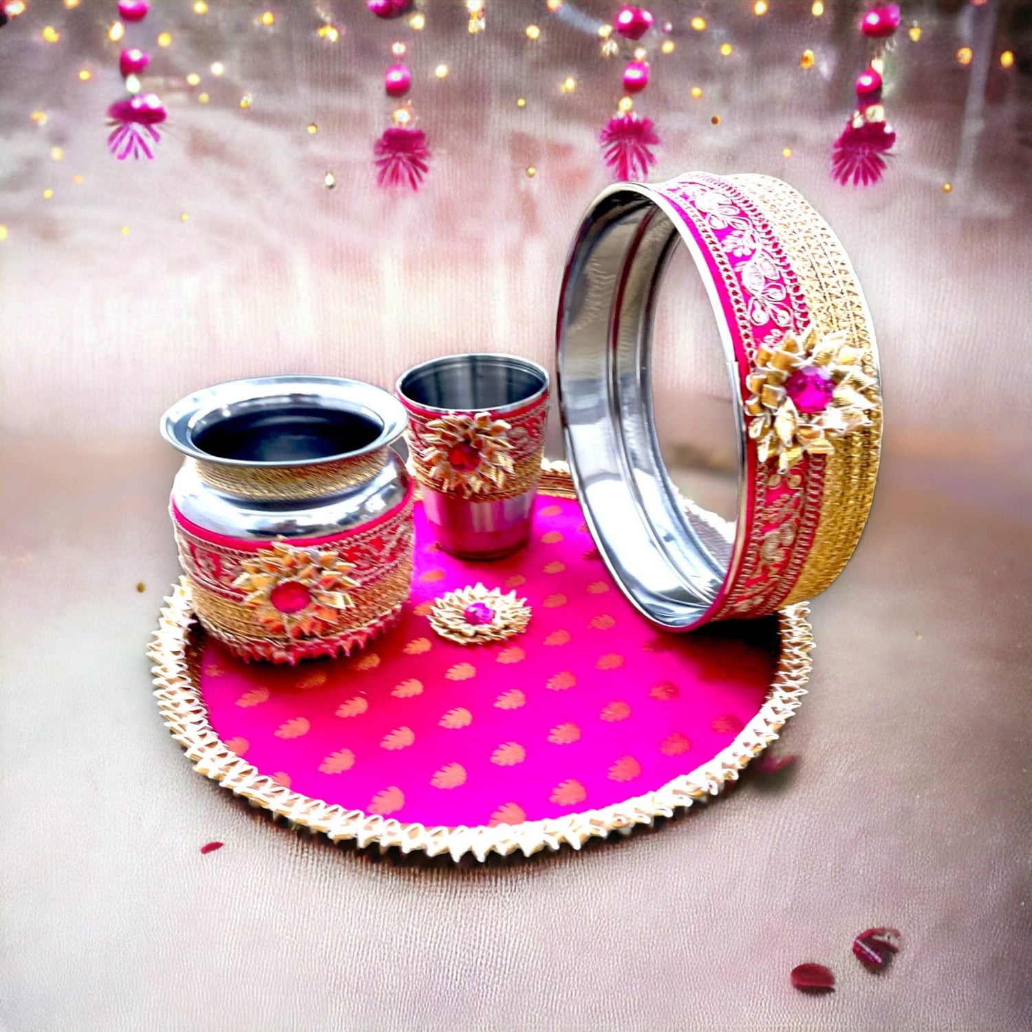 Karvachauth Thali, Karva Chauth Thali, Daughter in Law Gift, Gift for Daughter, Gift for Wife, Karwa Chauth Gift, Karwachoth, Puja Thali Set, Sargi Gift - LoveNspire