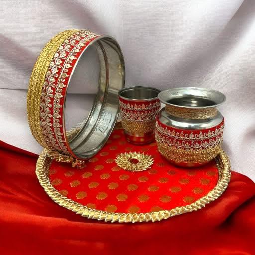 Karvachauth Thali, Karva Chauth Thali, Daughter in Law Gift, Gift for Daughter, Gift for Wife, Karwa Chauth Gift, Karwachoth, Puja Thali Set, Sargi Gift - LoveNspire