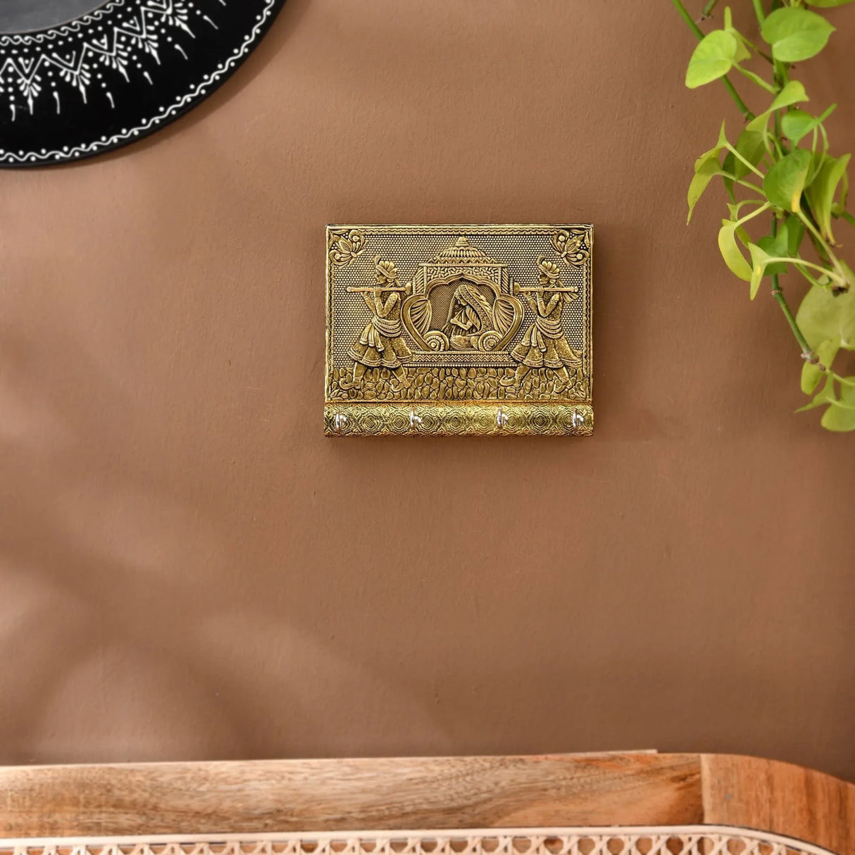 Key Holder for Home Decor Indian Doli Wall Decor Hand Crafted Wall Hooks for Hanging Stylish Showpiece Key Stand Office Room Decor Housewarming Gift 4 Hooks (pack of 1) - LoveNspire