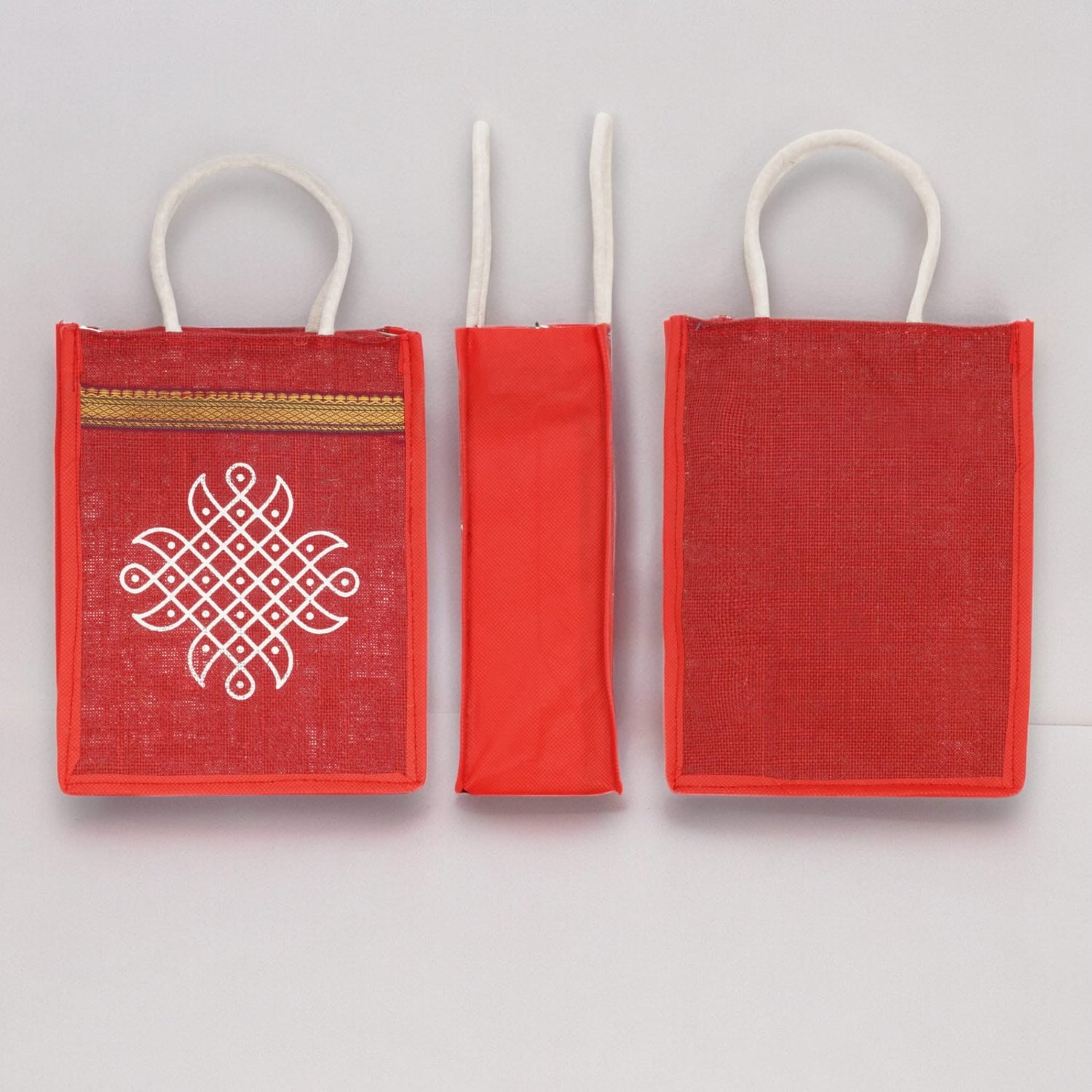Kolam Jute Bag Burlap Gift Bags Eco-friendly Tote Bag for Bridesmaid Gift Indian Wedding Favor Return Gifts - LoveNspire