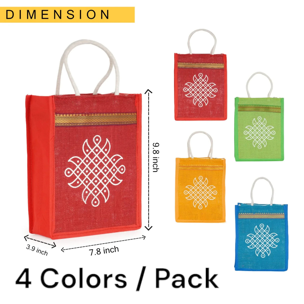 Kolam Jute Bag Burlap Gift Bags Eco-friendly Tote Bag for Bridesmaid Gift Indian Wedding Favor Return Gifts - LoveNspire