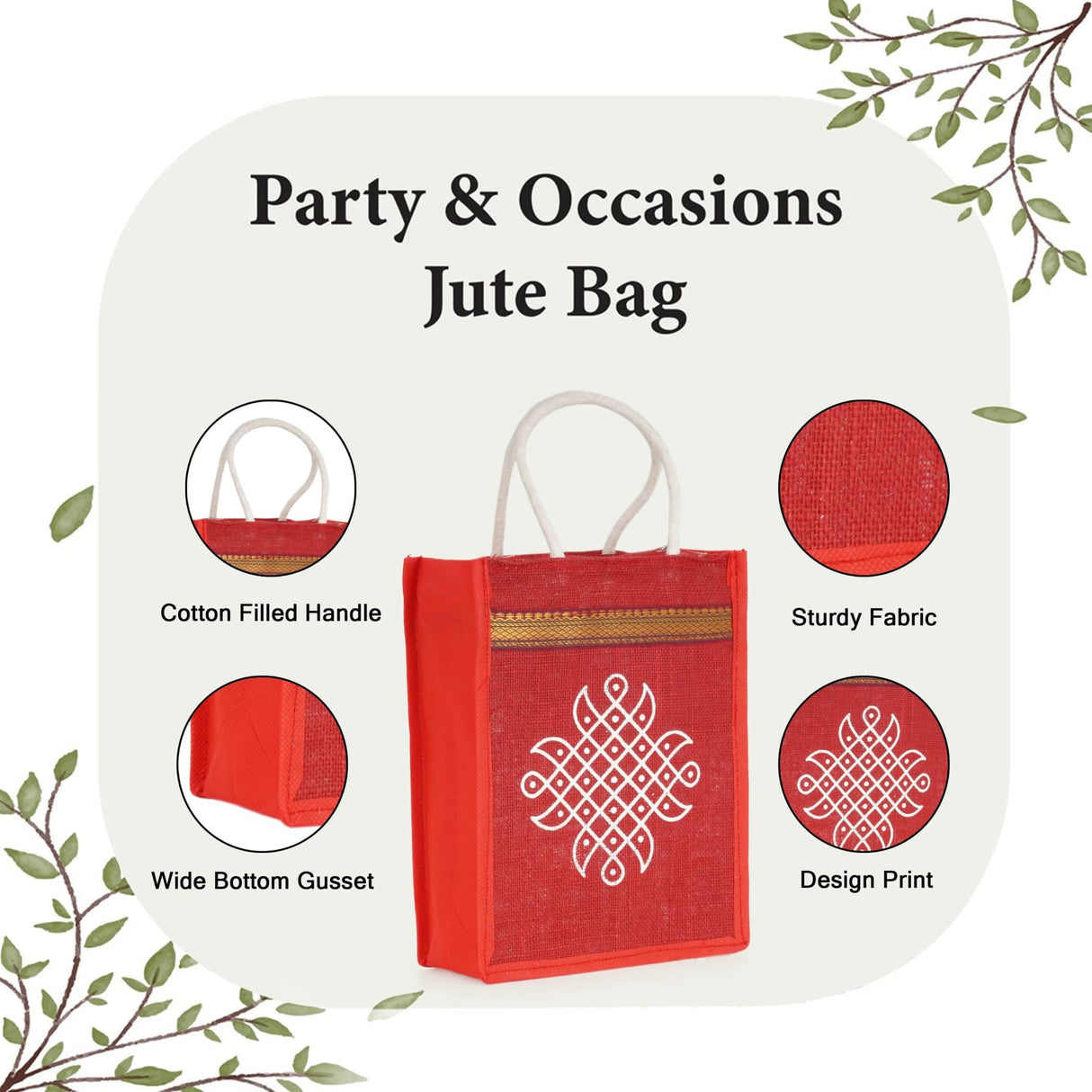 Kolam Jute Bag Burlap Gift Bags Eco-friendly Tote Bag for Bridesmaid Gift Indian Wedding Favor Return Gifts - LoveNspire