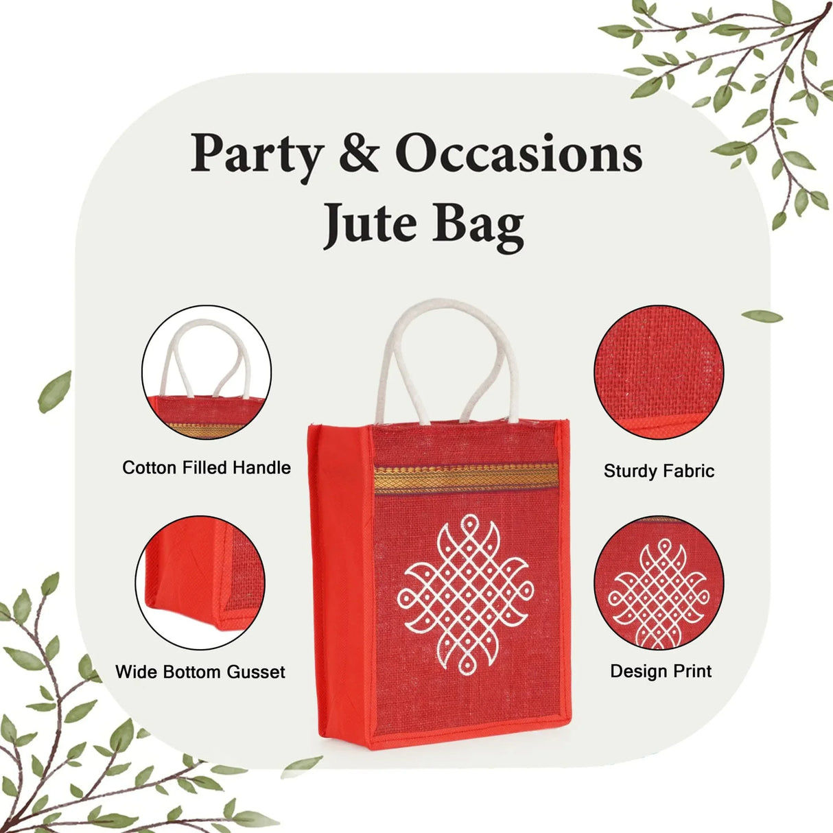Kolam Jute Bag Burlap Gift Bags Eco-friendly Tote Bag for Bridesmaid Gift Indian Wedding Favor Return Gifts - LoveNspire
