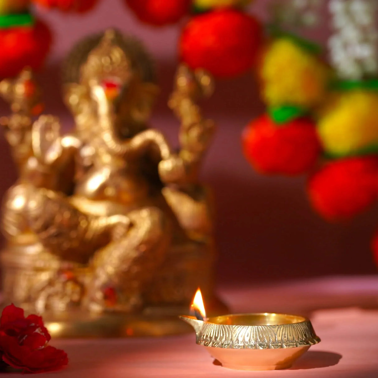Kuber Brass Diya for Diwali Decoration Indian Oil Lamp Diyas for Puja Traditional Vilakku Deepam Home Temple Decor Hindu Pooja Religious Deepawali Housewarming Return Gifts - LoveNspire