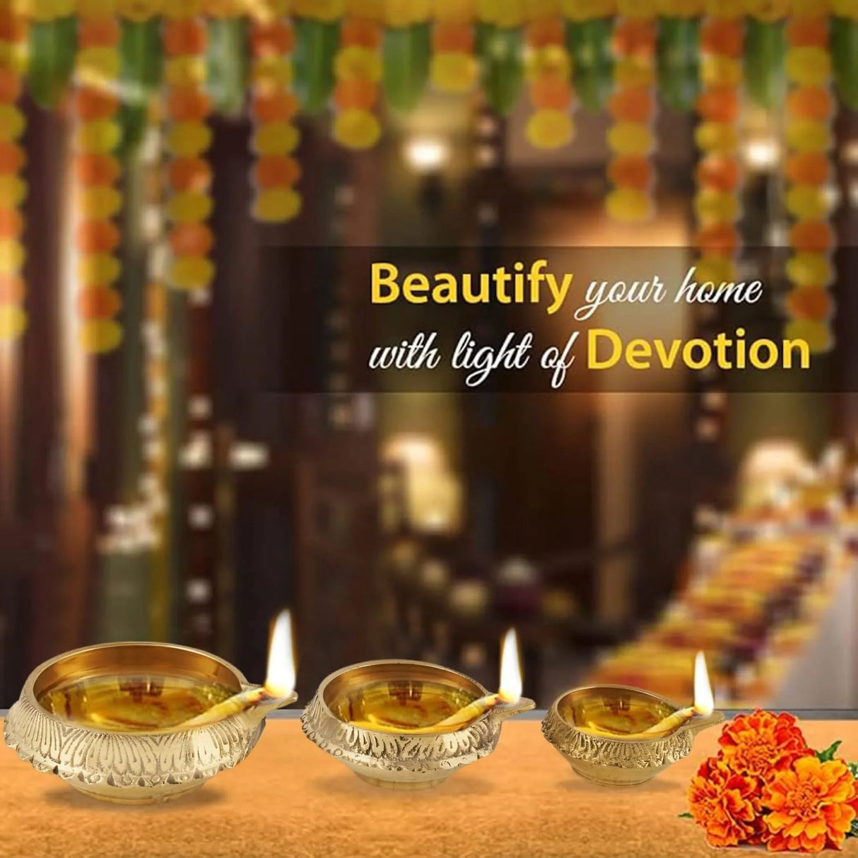 Kuber Brass Diya for Diwali Decoration Indian Oil Lamp Diyas for Puja Traditional Vilakku Deepam Home Temple Decor Hindu Pooja Religious Deepawali Housewarming Return Gifts - LoveNspire