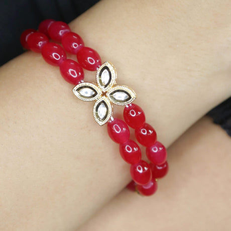 Antique Adjustable Bracelet with Gold Plating Bangle Bracelets for Women Gold and Kundan Bracelet Indian Fashion Jewelary Indian Favor for Mothers Day Valentines Anniversary - LoveNspire