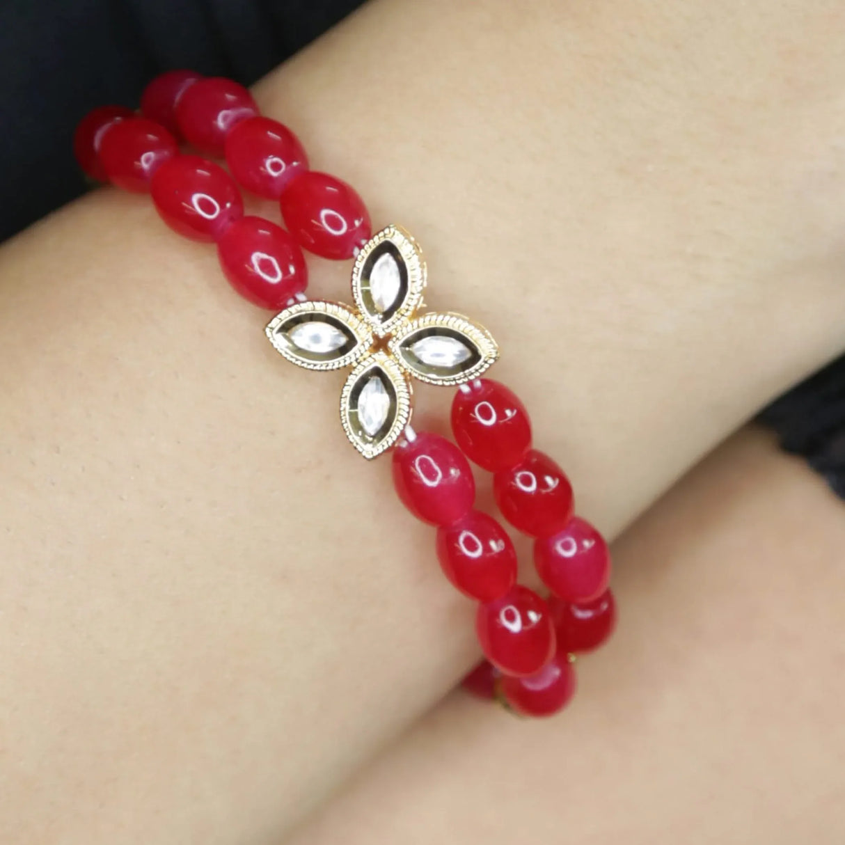 Antique Adjustable Bracelet with Gold Plating Bangle Bracelets for Women Gold and Kundan Bracelet Indian Fashion Jewelary Indian Favor for Mothers Day Valentines Anniversary - LoveNspire