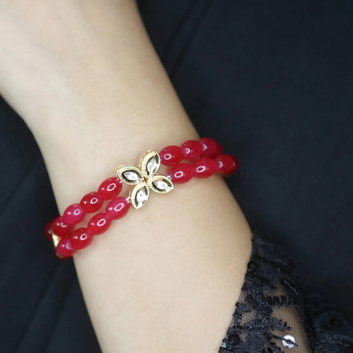 Antique Adjustable Bracelet with Gold Plating Bangle Bracelets for Women Gold and Kundan Bracelet Indian Fashion Jewelary Indian Favor for Mothers Day Valentines Anniversary - LoveNspire