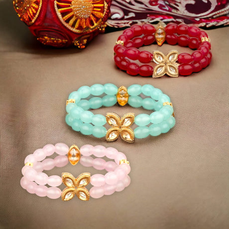 Antique Adjustable Bracelet with Gold Plating Bangle Bracelets for Women Gold and Kundan Bracelet Indian Fashion Jewelary Indian Favor for Mothers Day Valentines Anniversary - LoveNspire