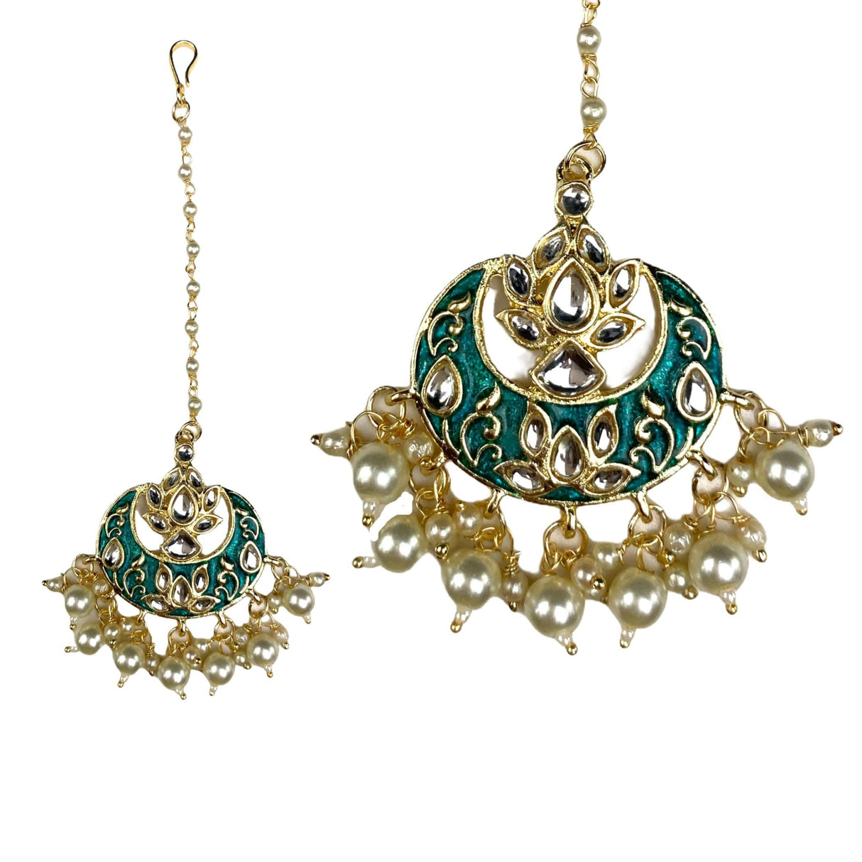 Kundan Chand Tikka with Gold Plating Indian Traditional Maang Tikka Pakistani, Indian Forehead Fashion Jewelry Matha Patti Designer Head Accessory Indian Wedding Gift for Her - LoveNspire