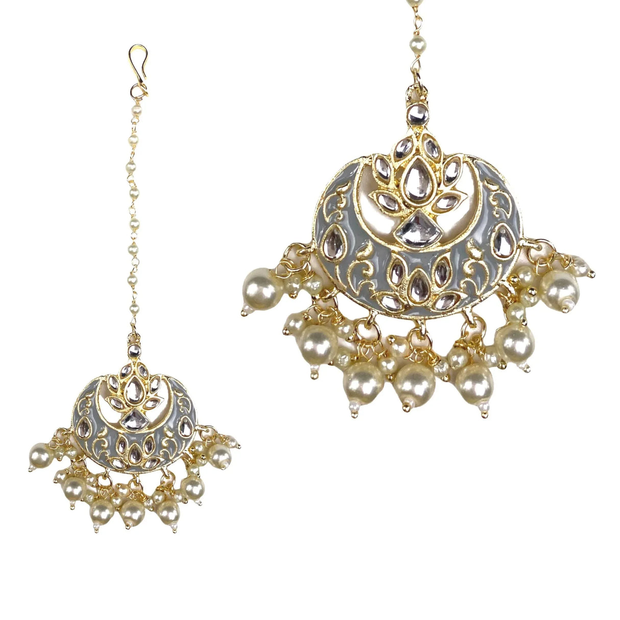 Kundan Chand Tikka with Gold Plating Indian Traditional Maang Tikka Pakistani, Indian Forehead Fashion Jewelry Matha Patti Designer Head Accessory Indian Wedding Gift for Her - LoveNspire