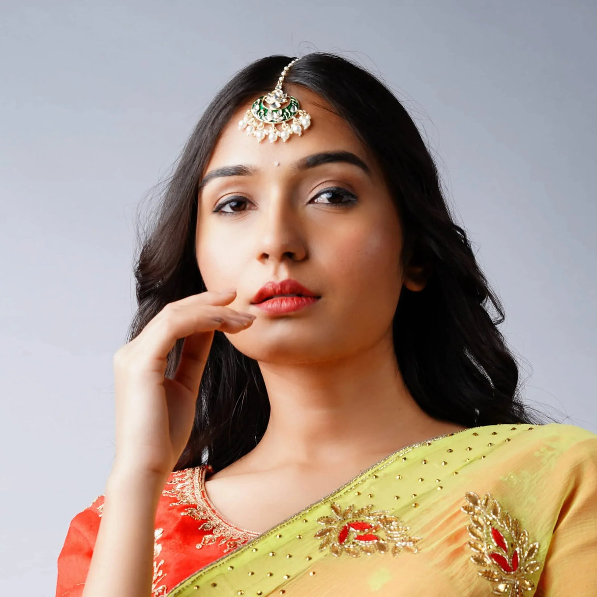 Kundan Chand Tikka with Gold Plating Indian Traditional Maang Tikka Pakistani, Indian Forehead Fashion Jewelry Matha Patti Designer Head Accessory Indian Wedding Gift for Her - LoveNspire