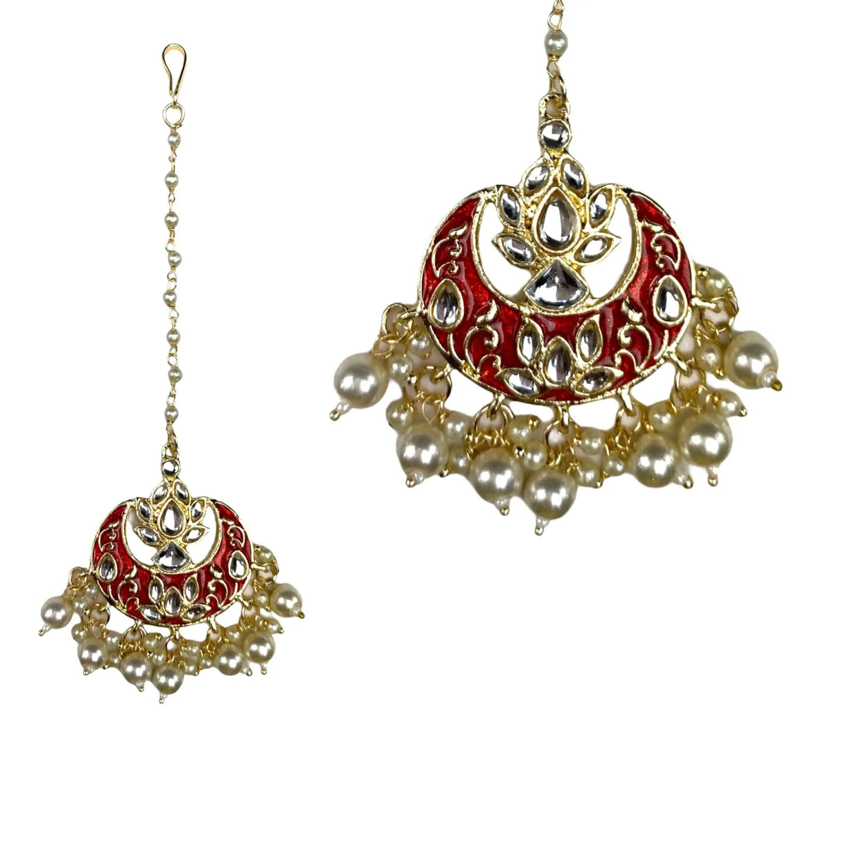 Kundan Chand Tikka with Gold Plating Indian Traditional Maang Tikka Pakistani, Indian Forehead Fashion Jewelry Matha Patti Designer Head Accessory Indian Wedding Gift for Her - LoveNspire