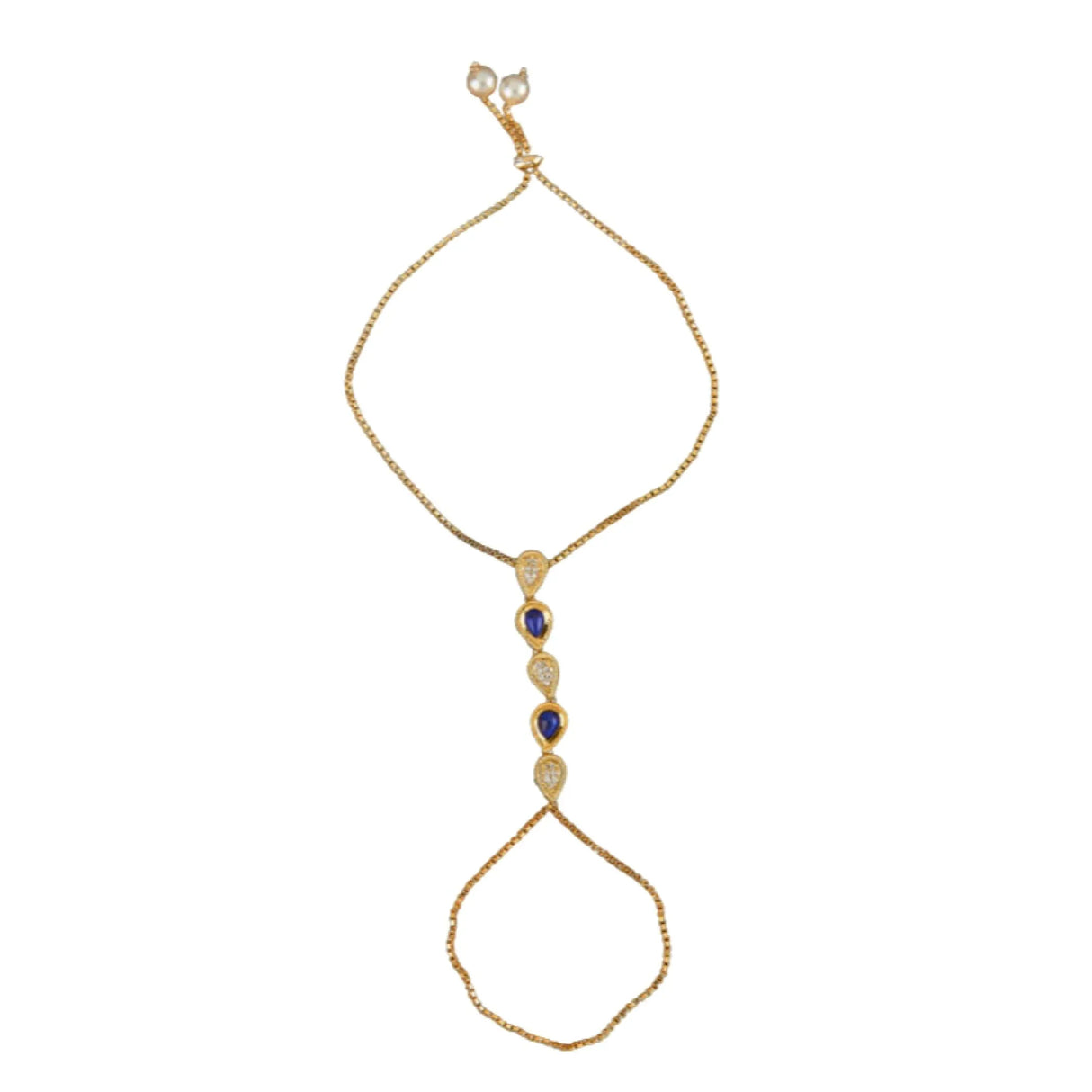 Palm Chain Bracelet for Women Kundan Indian Bridal Gold Plated Haath Panja Bracelets Finger Ring Bracelets Adjustable Luxury Classic Trendy Jewelry Bridesmaid Gift - LoveNspire