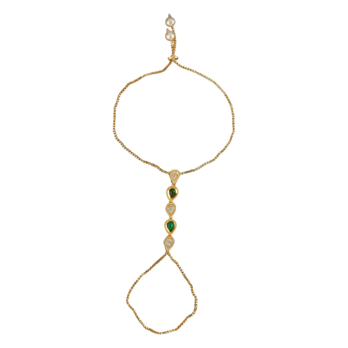 Palm Chain Bracelet for Women Kundan Indian Bridal Gold Plated Haath Panja Bracelets Finger Ring Bracelets Adjustable Luxury Classic Trendy Jewelry Bridesmaid Gift - LoveNspire