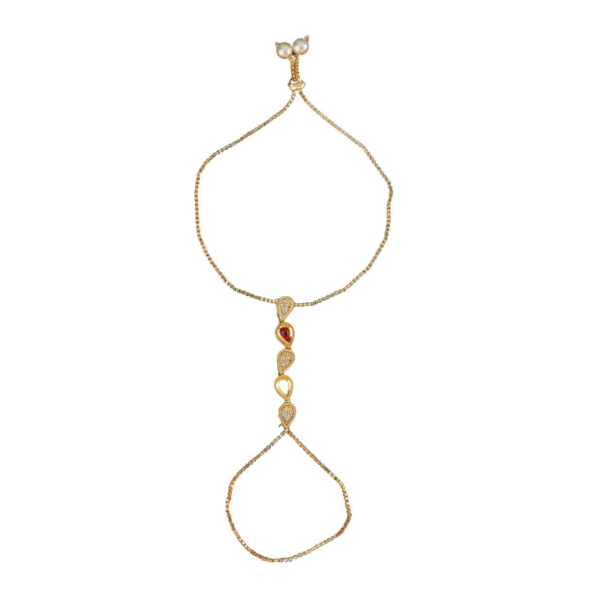 Palm Chain Bracelet for Women Kundan Indian Bridal Gold Plated Haath Panja Bracelets Finger Ring Bracelets Adjustable Luxury Classic Trendy Jewelry Bridesmaid Gift - LoveNspire